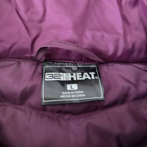32 Degree Heat Mixed Media Packable Puffer Jacket Women's Large Purple Gorpcore - Picture 5 of 8
